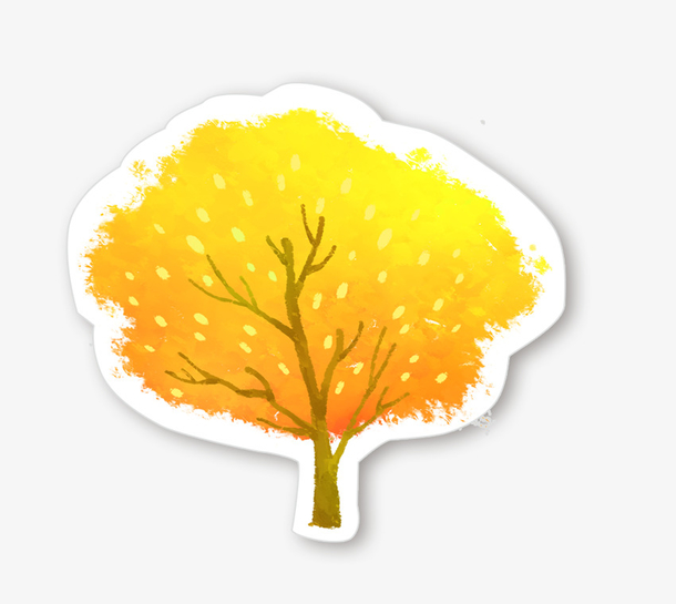 黄色卡通手绘树