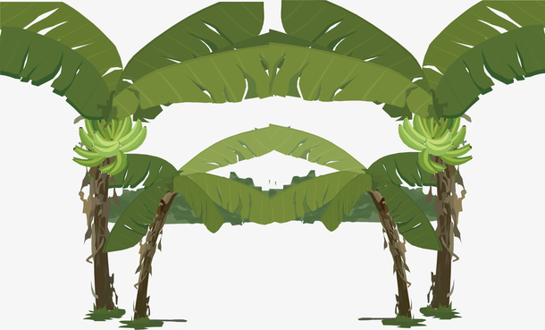 手绘卡通香蕉树矢量图