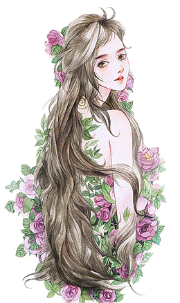 披着花的女孩