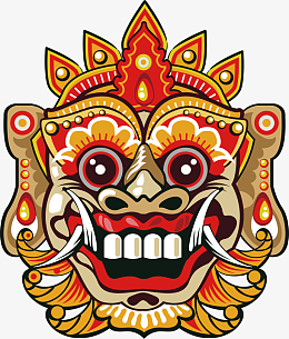 矢量部落民族狮子面具图案