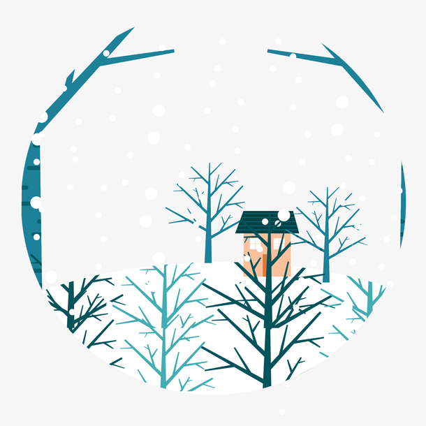 手绘装饰冬季雪景插画素材免费下载_觅元素