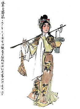 国画红楼黛玉葬花