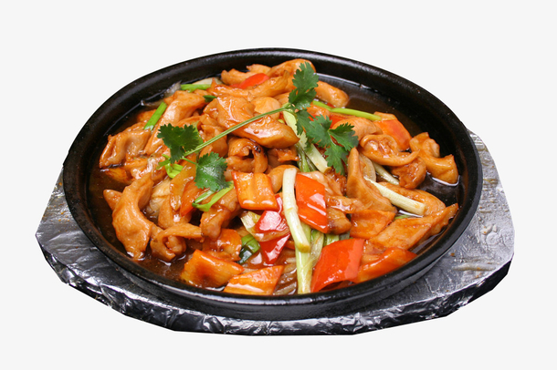 铁板美食,红烧大肠,香菜,美食,大肠,猪大肠,猪肠,辣椒,红烧肥肠