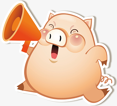 矢量卡通吹喇叭可爱小猪