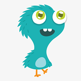 卡通蓝色小怪物设计素材