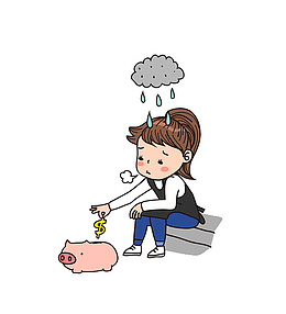 免抠卡通哭泣的女孩