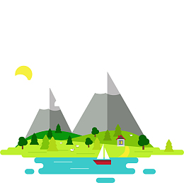 扁平卡通大山山林
