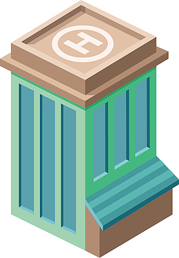 矢量图有停机坪的房子