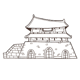 可爱楼房线性手绘