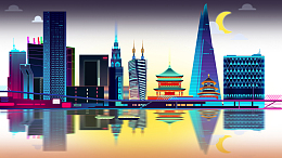 彩色上海进博会宣传画免抠图