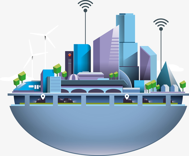 矢量城市房屋与wifi信号