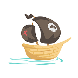 骷髅头海盗船矢量图