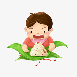 吃粽子的男孩卡通图