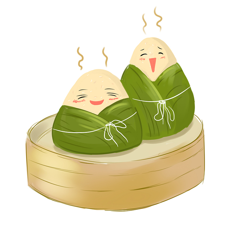 蒸笼上的粽子卡通图