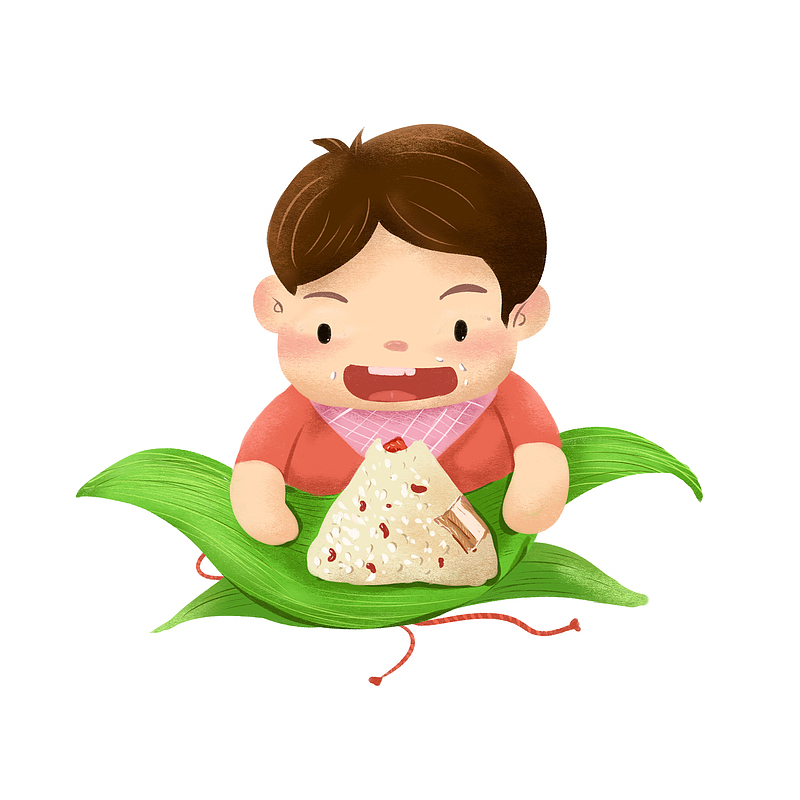 吃粽子的男孩卡通图