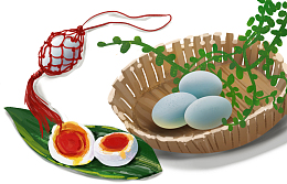 手绘装饰端午咸蛋插画