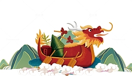 中国风端午龙舟插画免抠