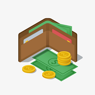 卡通钱包美元金币