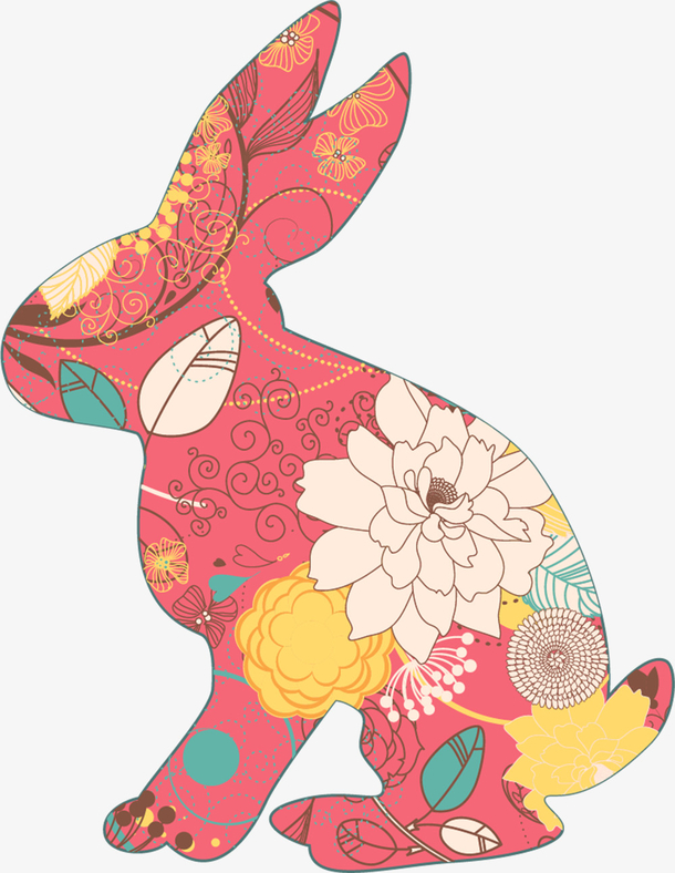 彩绘卡通兔子矢量素材