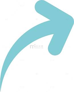 天蓝色弧形创意箭头矢量素材