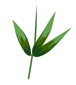 竹叶荷花手绘卡通素材