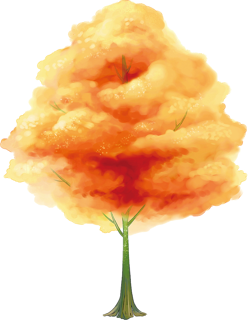 黄色烟雾迷蒙的大树