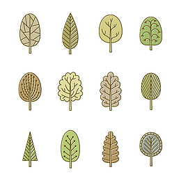 简约手绘树木合集