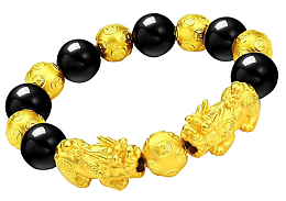 仿真黄金黑曜石貔貅手链