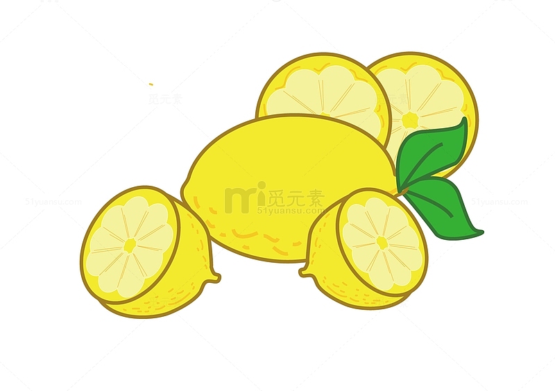 清凉夏日卡通柠檬水果插画