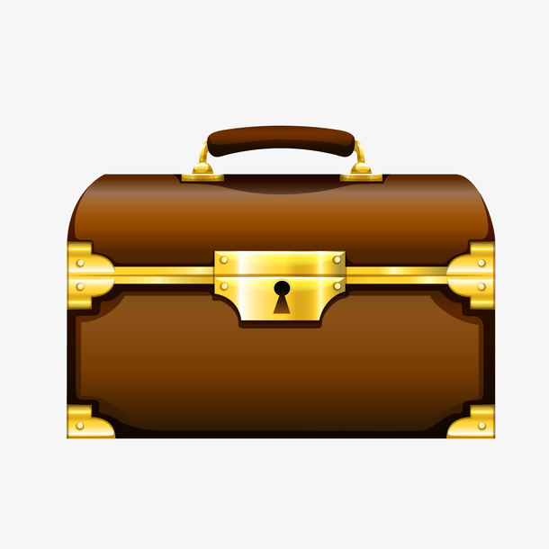 矢量卡通手绘黄金宝箱