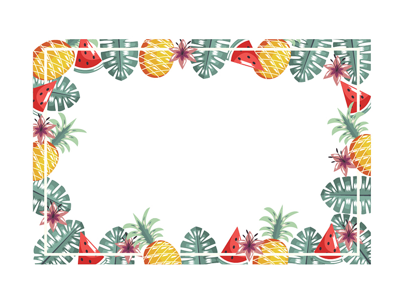 夏季各式水果装饰边框