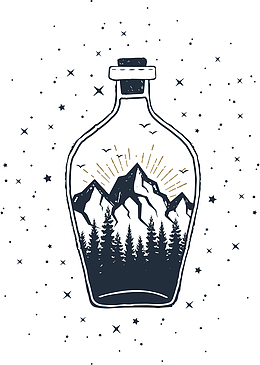 玻璃瓶黑白花臂图案