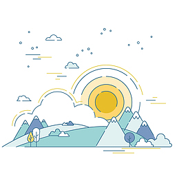 日出唯美矢量插画