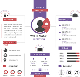 紫红色个人简历模板