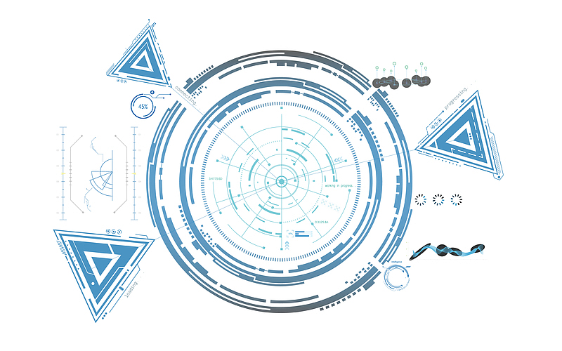 蓝色的三角形和圆形科技图表