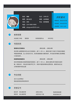 灰黑经典个人简历模板图案