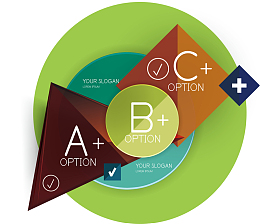 绿色底几何图形拼接商务办公图表