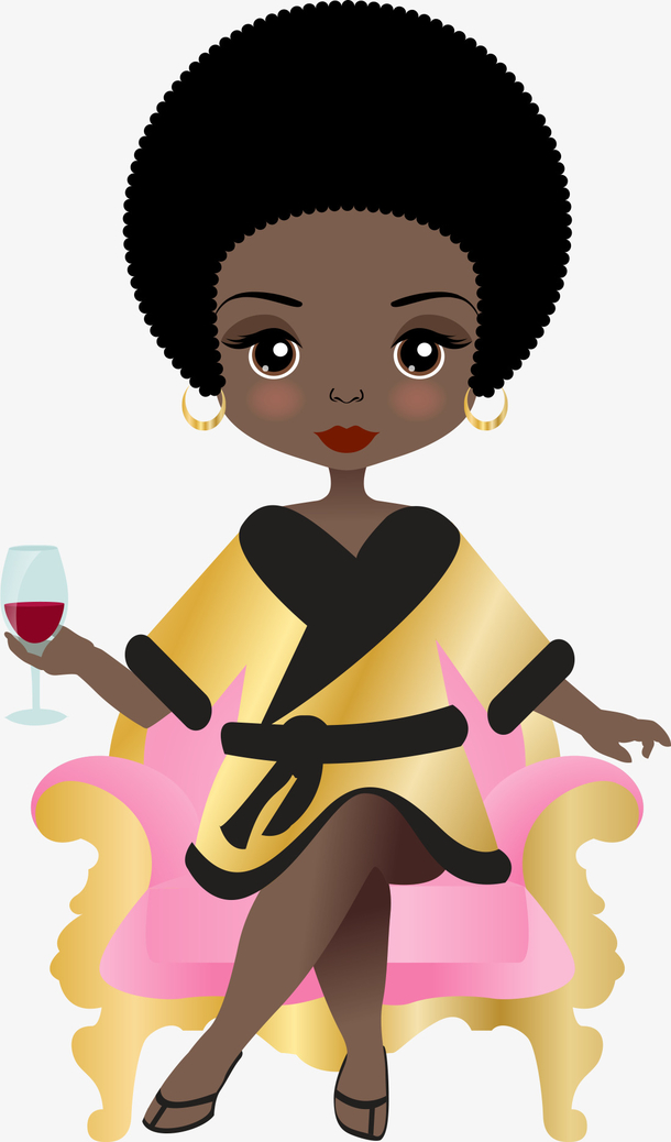 端着红酒的黑皮肤女人