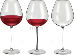 三个红酒量依次减少的酒杯