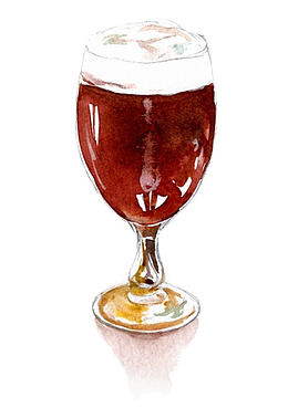 水彩画玻璃红酒杯