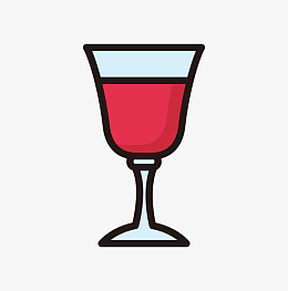 手绘卡通红酒杯红酒
