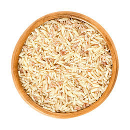 棕色容器装满米饭的木制碗实物