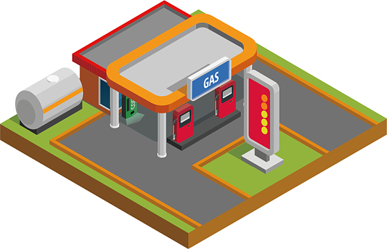 矢量图加油站的俯视图