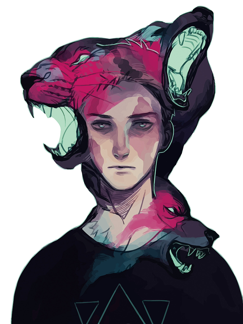 矢量人面兽心创意插画