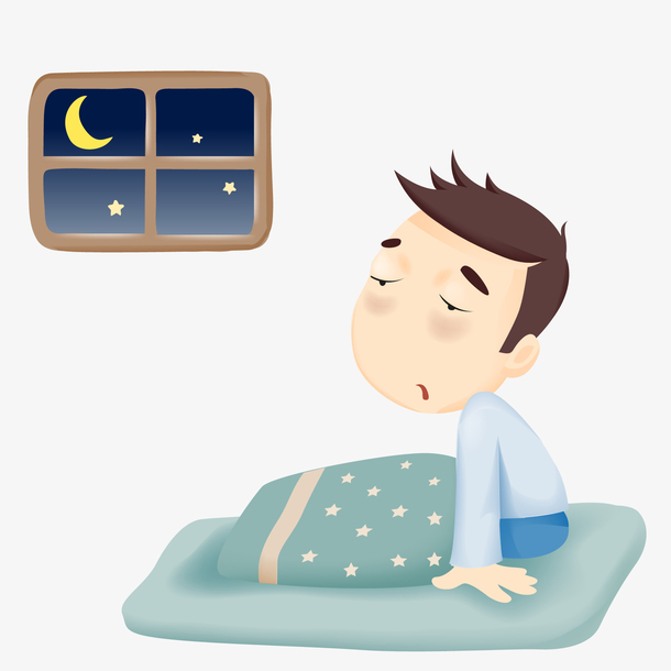 准备睡觉的男性插画