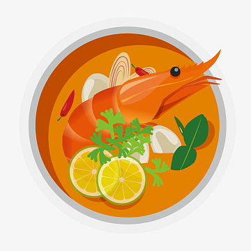 矢量大虾柠檬冬阴功汤