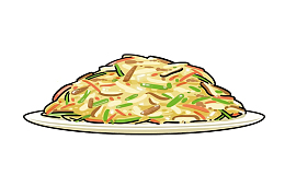 矢量卡通炒菜料理
