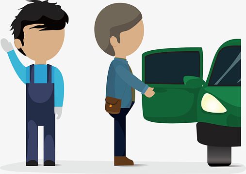 打开车门的卡通人