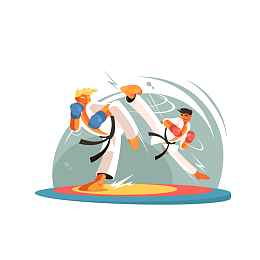 矢量手绘擂台跆拳道