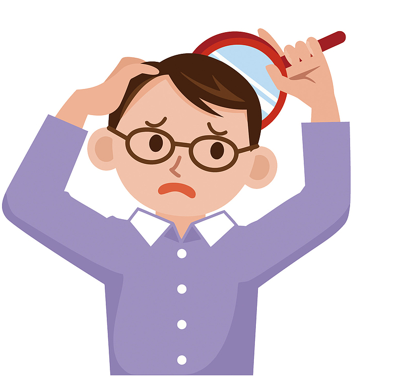 矢量脱发烦恼的中年人